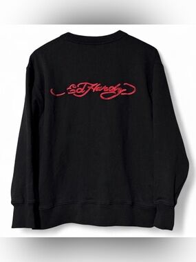Ed Hardy black crewneck sweatshirt with red embroidery Size M